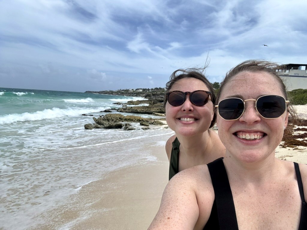 Julie and Kelli by the sea