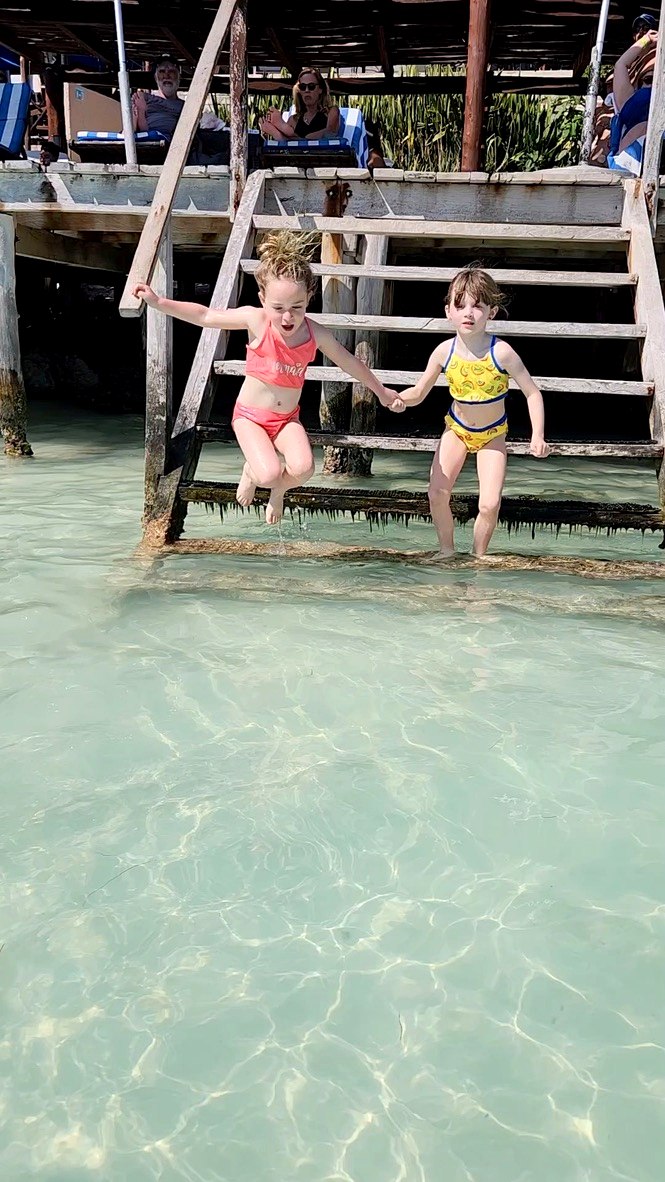 Jumping into the water at Kin Ha